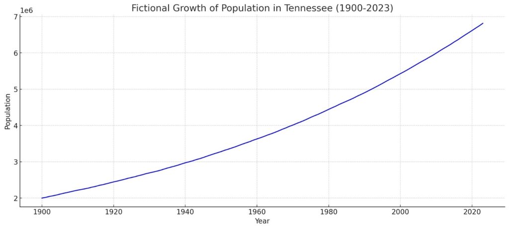 Tennessee growth per year from 1900 to 2023