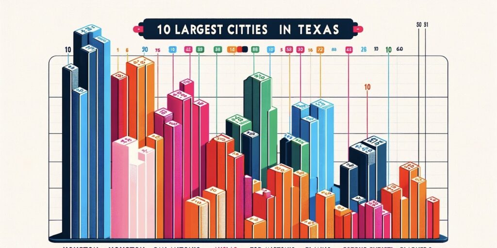 The inscription 10 Largest Cities in Texas next to the graph